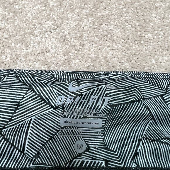 Nike Dri-Fit Leggings Black White Cropped Drawstring Zip Pocket Women’s Medium - Picture 11 of 12